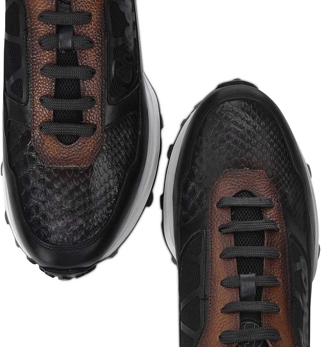FRANCO CUADRA Men's Sneakers in Genuine Python Leather Black