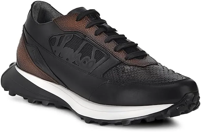 FRANCO CUADRA Men's Sneakers in Genuine Python Leather Black