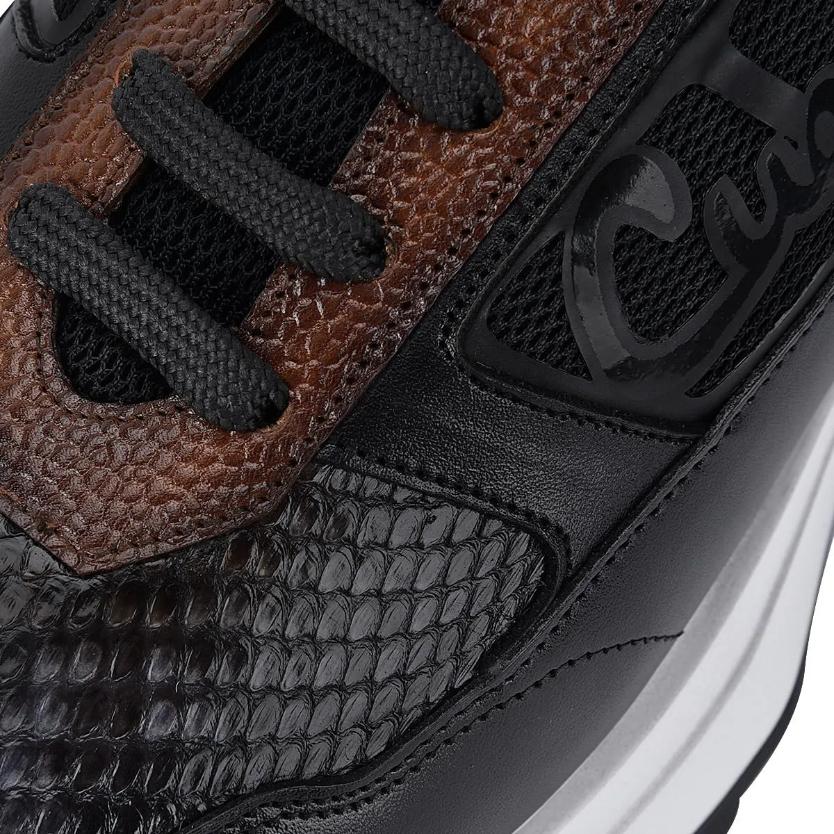 FRANCO CUADRA Men's Sneakers in Genuine Python Leather Black