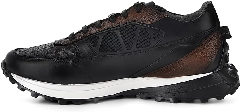 FRANCO CUADRA Men's Sneakers in Genuine Python Leather Black