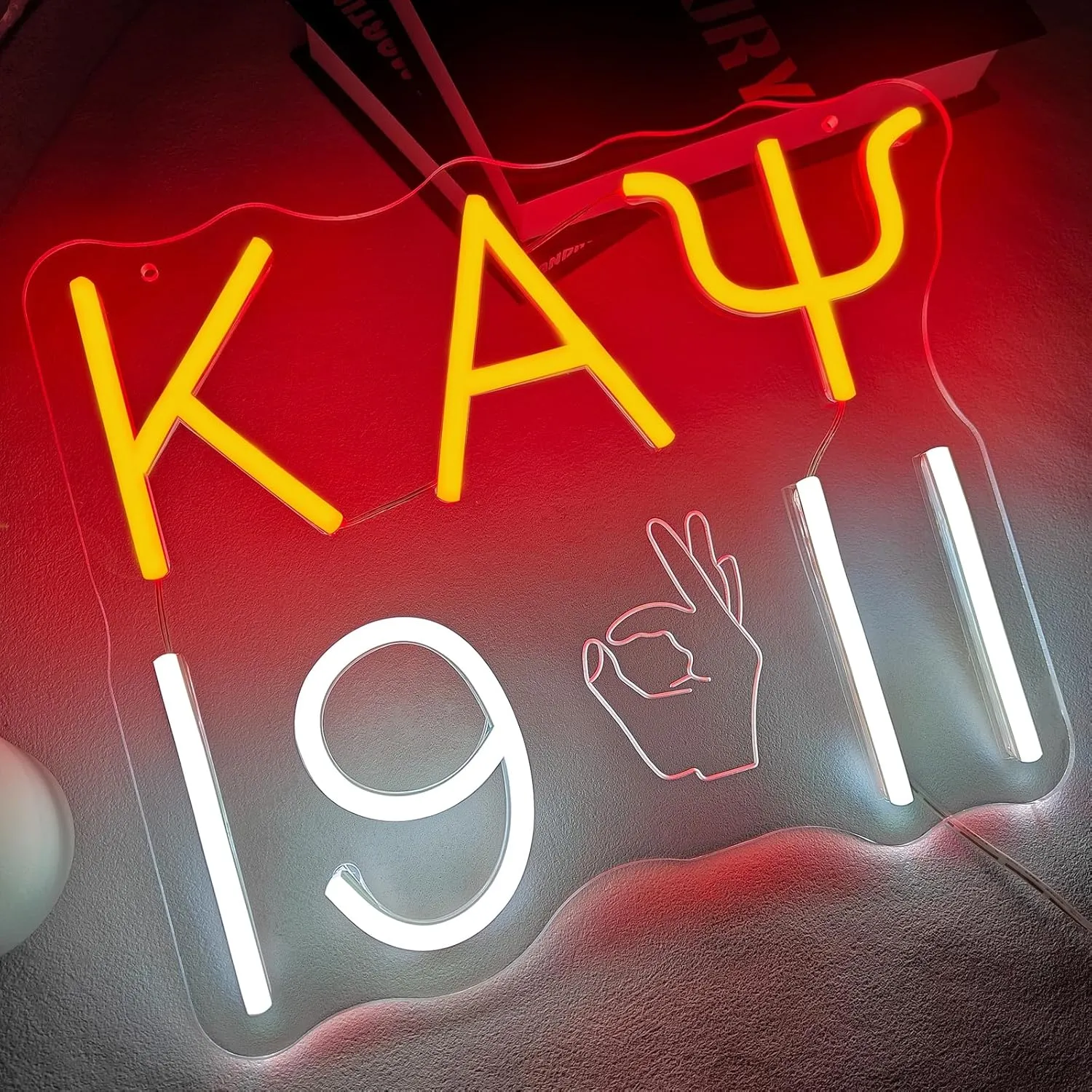 Fraternity Kappa Alpha Psi Neon Sign Kappa Fraternity Alpha Pai Neon Signs for Wall Decoration Dimmable Man KAP Neon Light 1911 Sorority Gift for Party Man Cave Club Bedroom Decor