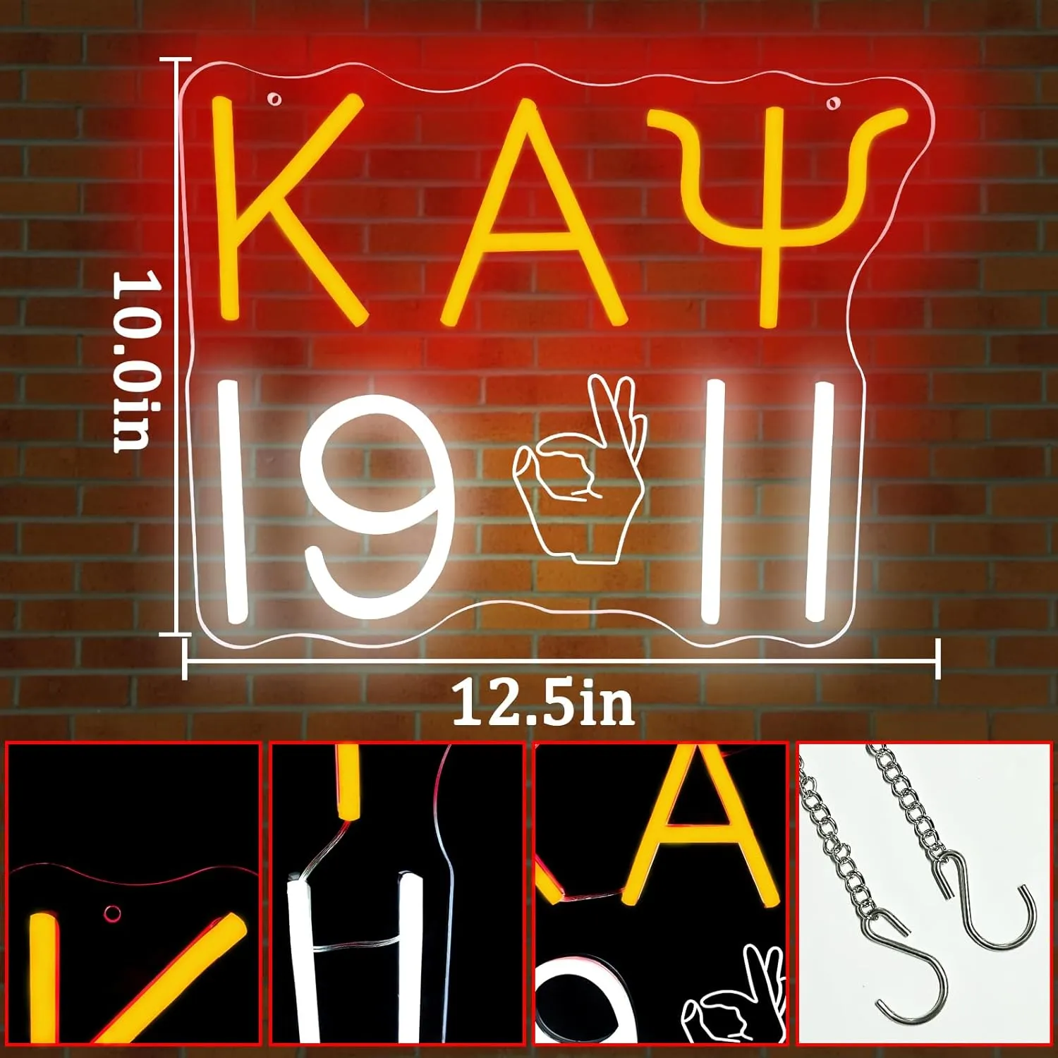 Fraternity Kappa Alpha Psi Neon Sign Kappa Fraternity Alpha Pai Neon Signs for Wall Decoration Dimmable Man KAP Neon Light 1911 Sorority Gift for Party Man Cave Club Bedroom Decor