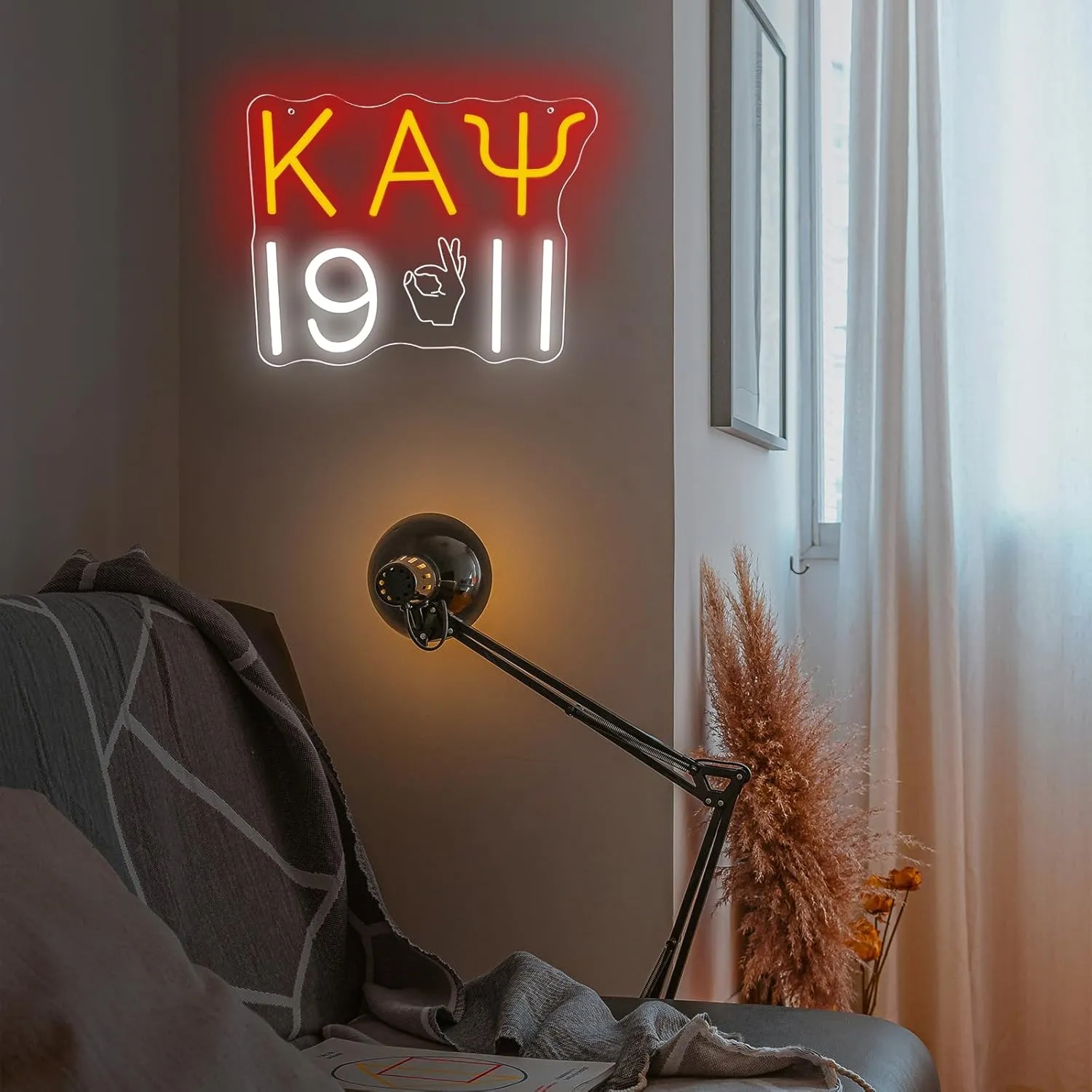 Fraternity Kappa Alpha Psi Neon Sign Kappa Fraternity Alpha Pai Neon Signs for Wall Decoration Dimmable Man KAP Neon Light 1911 Sorority Gift for Party Man Cave Club Bedroom Decor
