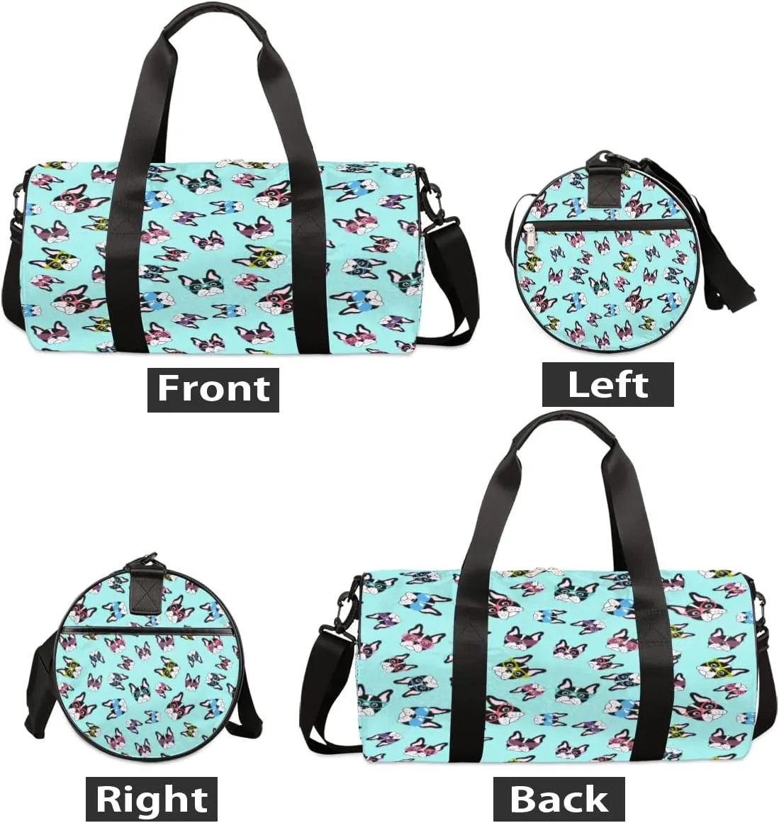 French Bulldogs Funny Gym Bag Small Gym Duffel Bags for Men Women Blue Overnight Weekender Bag Lightweight Sport Duffle Bag Carry On Gymbag