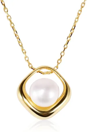 Freshwater Pearl Pendant Sterling Silver Necklace for Women