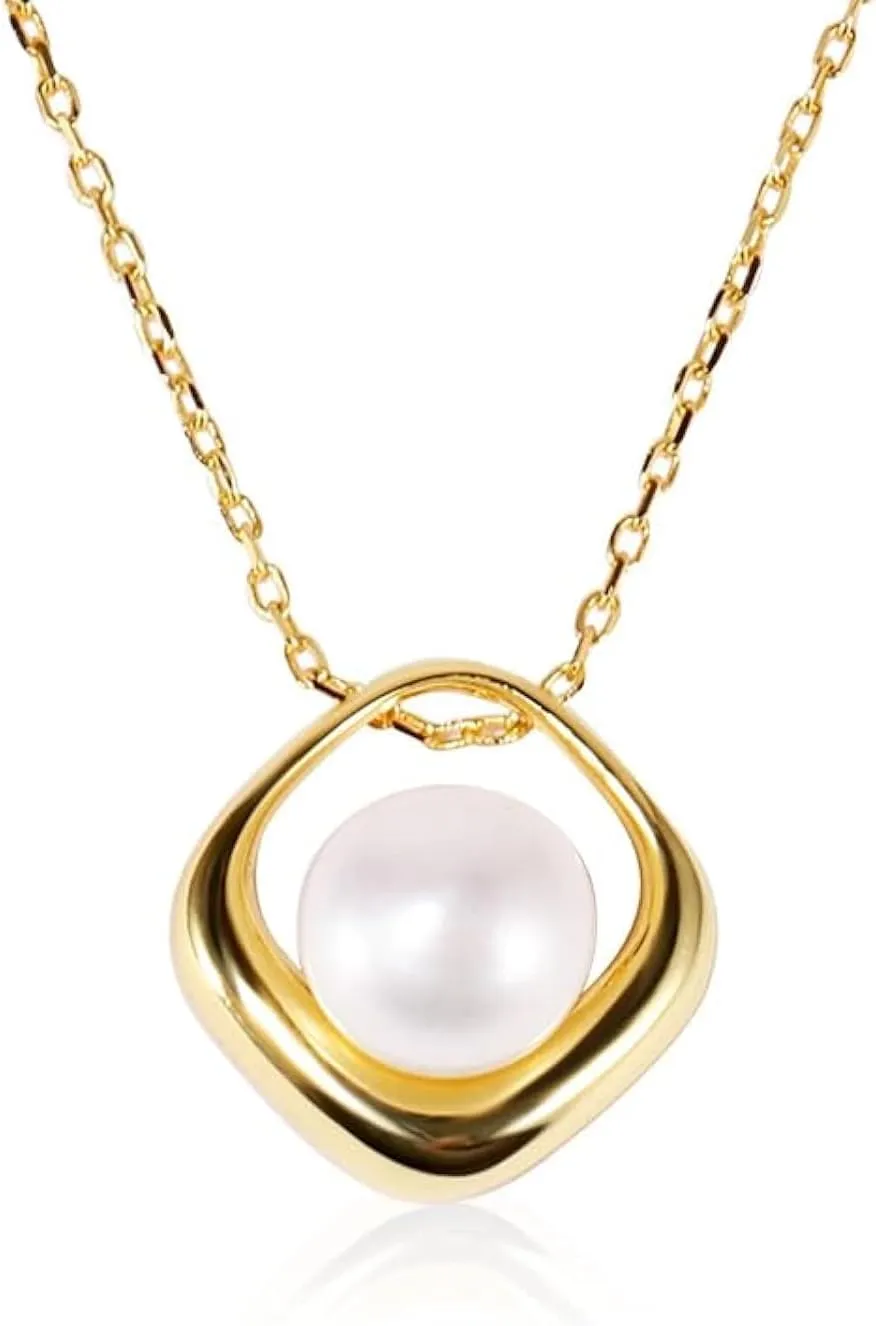 Freshwater Pearl Pendant Sterling Silver Necklace for Women