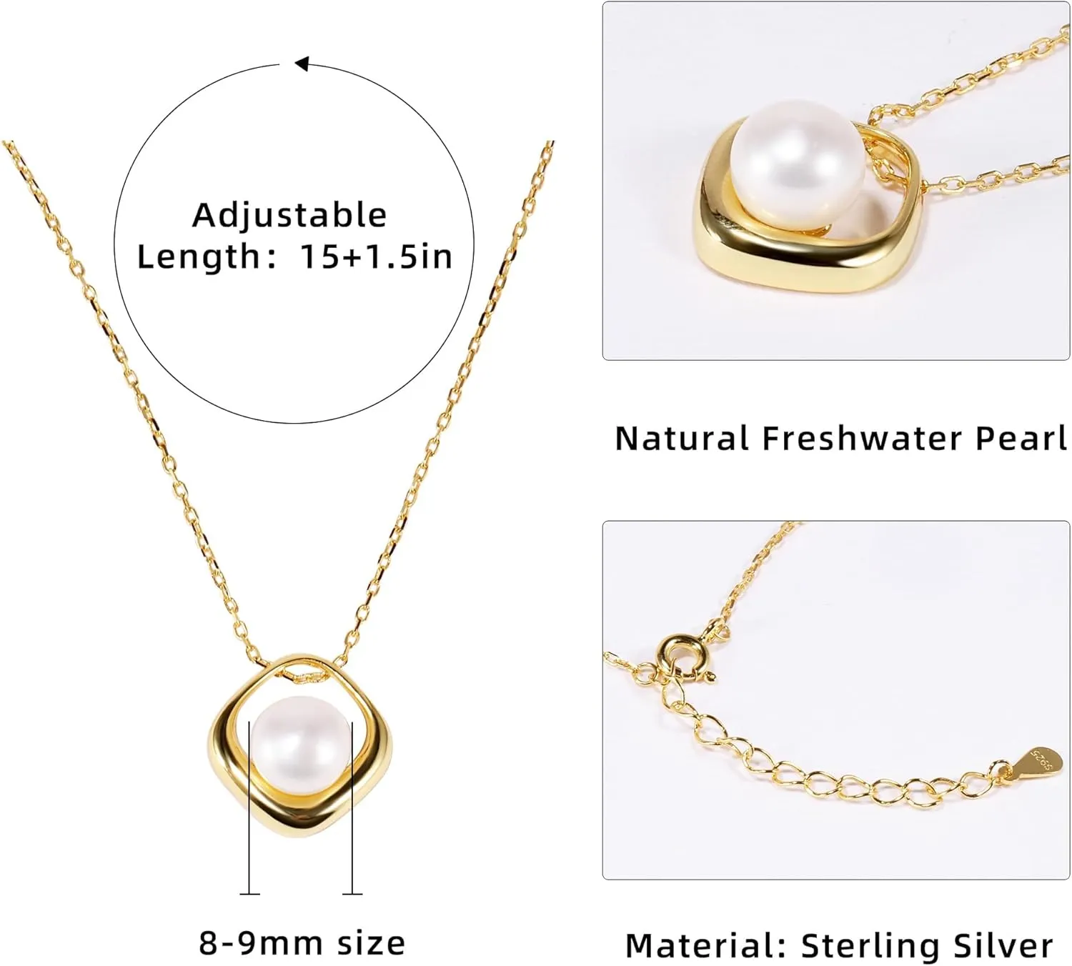 Freshwater Pearl Pendant Sterling Silver Necklace for Women