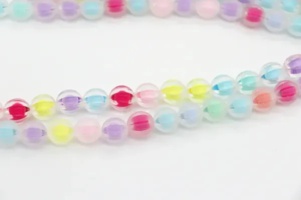 Frosted and Glossy Acrylic Beads / One strand 16" inches