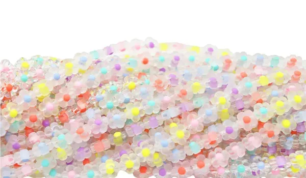 Frosted and Glossy Acrylic Beads / One strand 16" inches