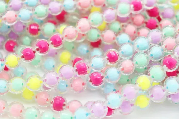 Frosted and Glossy Acrylic Beads / One strand 16" inches