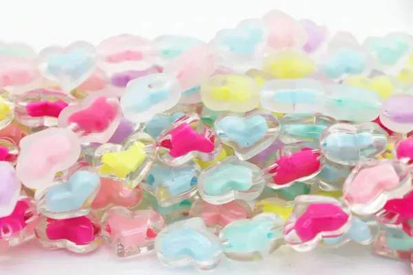 Frosted and Glossy Acrylic Beads / One strand 16" inches