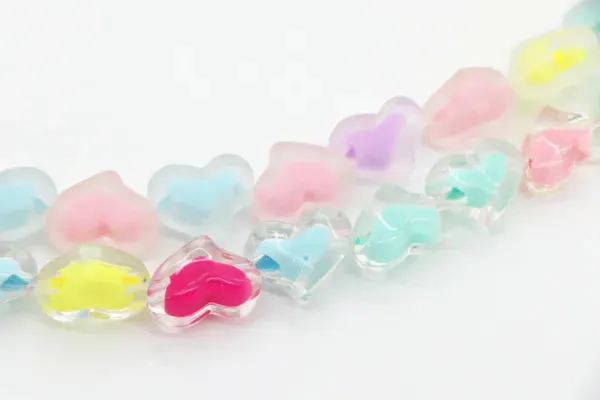Frosted and Glossy Acrylic Beads / One strand 16" inches