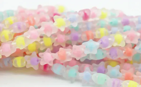 Frosted and Glossy Acrylic Beads / One strand 16" inches