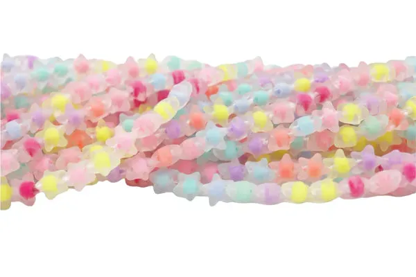Frosted and Glossy Acrylic Beads / One strand 16" inches