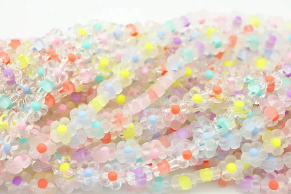Frosted and Glossy Acrylic Beads / One strand 16" inches
