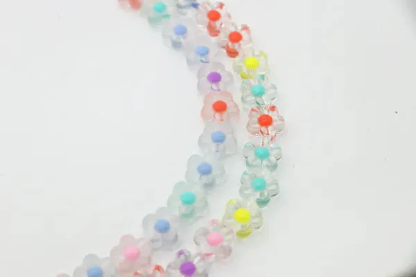 Frosted and Glossy Acrylic Beads / One strand 16" inches