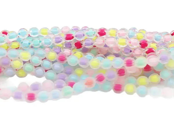 Frosted and Glossy Acrylic Beads / One strand 16" inches