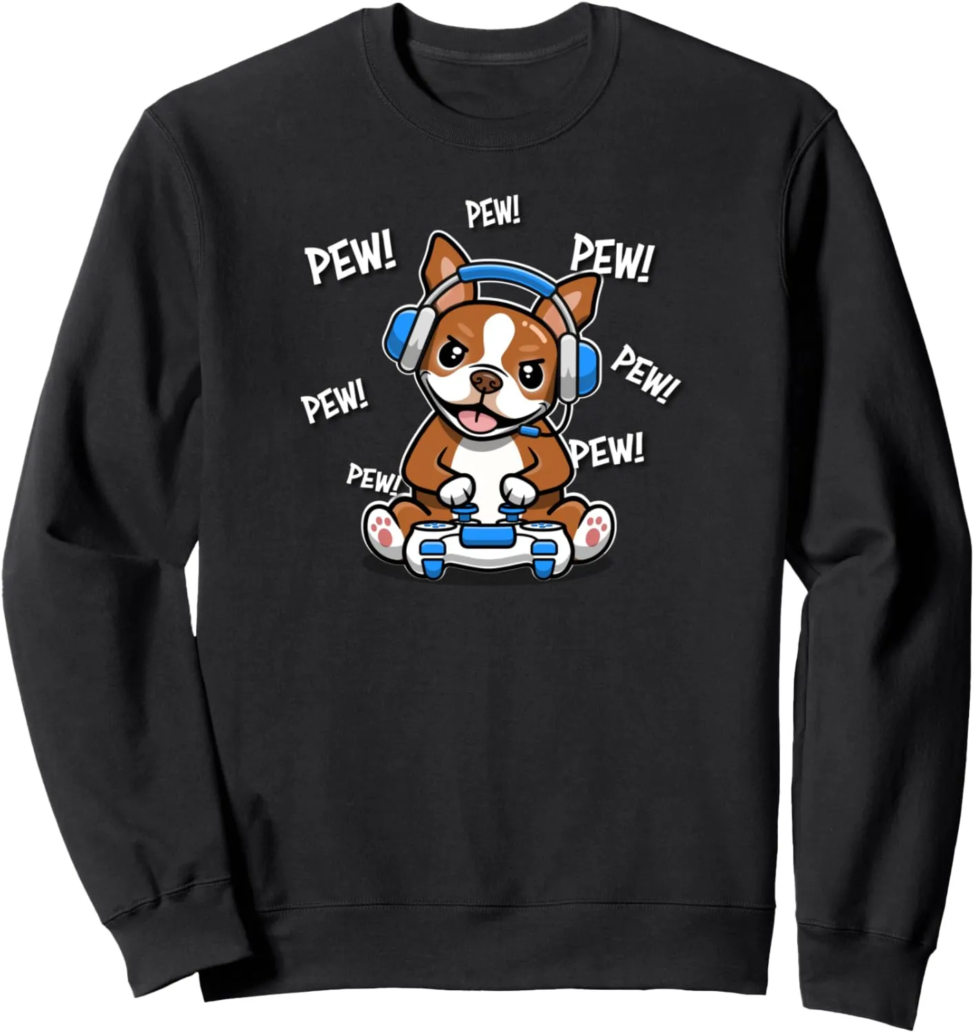 Funny Kids Kawaii Video Gamer Red Bostie Dog Lover Sweatshirt