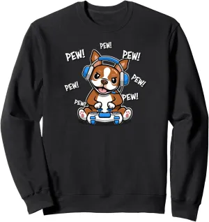 Funny Kids Kawaii Video Gamer Red Bostie Dog Lover Sweatshirt