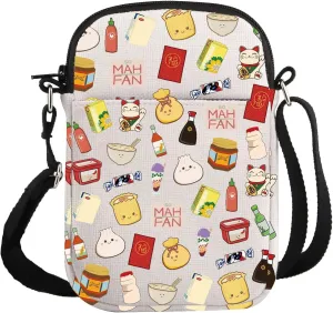 G2TUP Asian Food Lover Gift Asian Food & Drink Crossbody Bag Asian Culture Lover Gift Asian Food Fans Gift Travel Bag