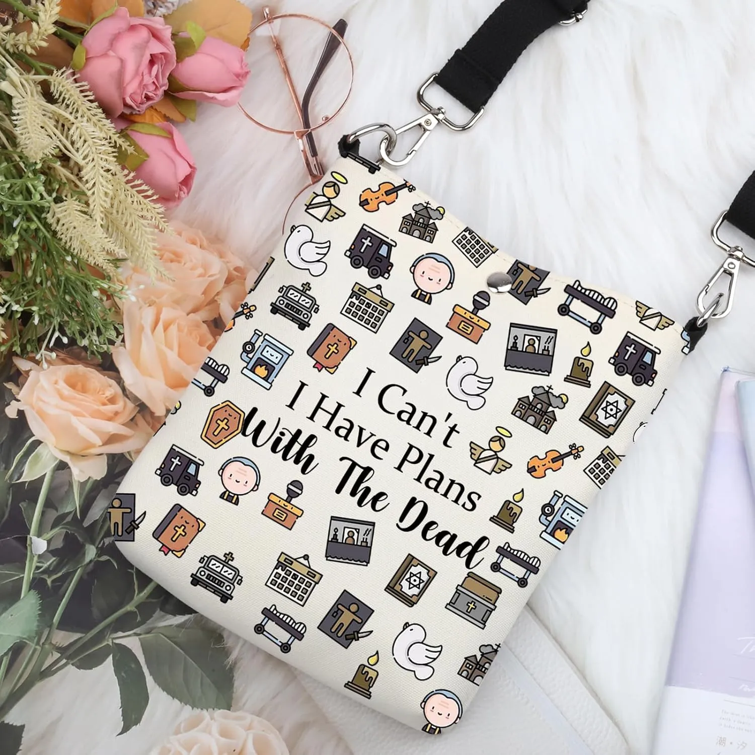 G2TUP Mortician Gift Have Plans With The Dead Crossbody Bag Funeral Director Travel Bag Mortician Friend Dark Humor Gift