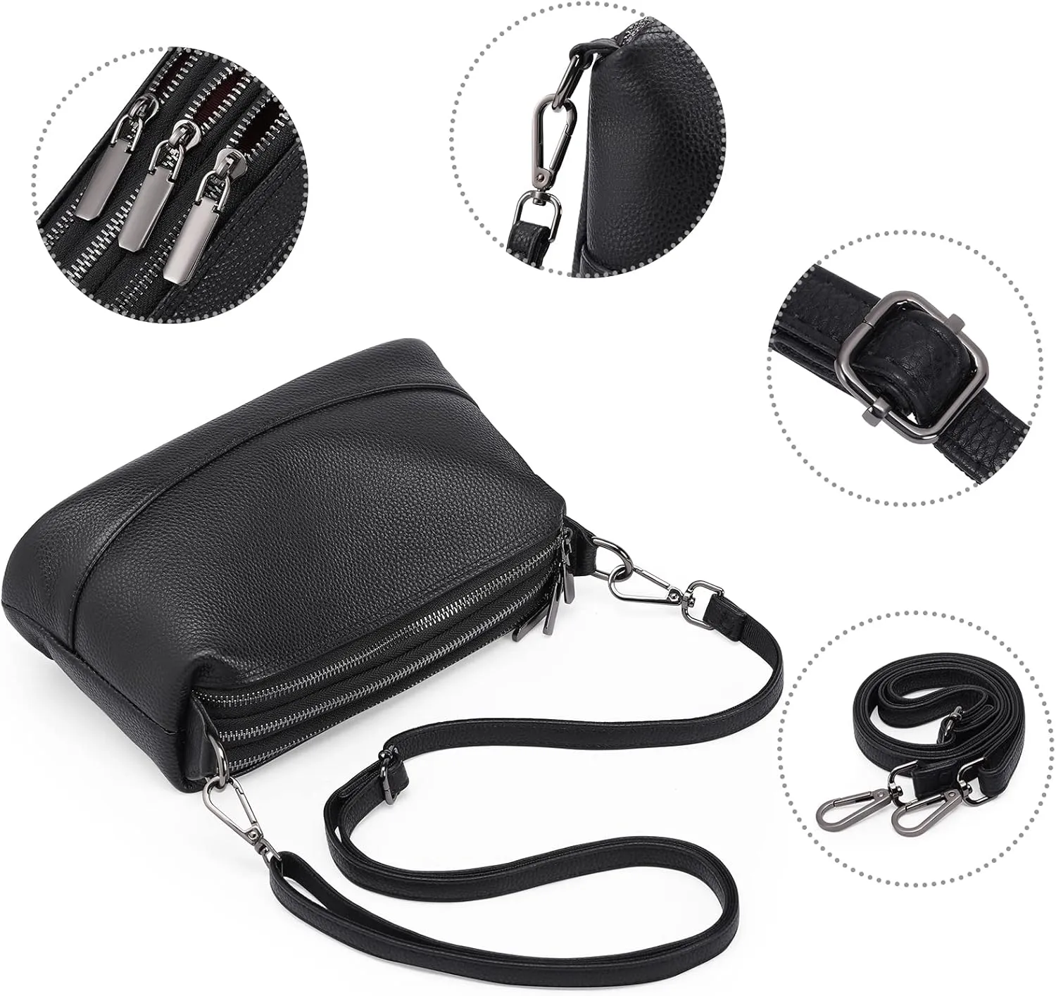 GAEKEAO Crossbody Bags for Women Small Cross Body Bag Genuine Leather Camera Bag Purse with Adjustable Strap