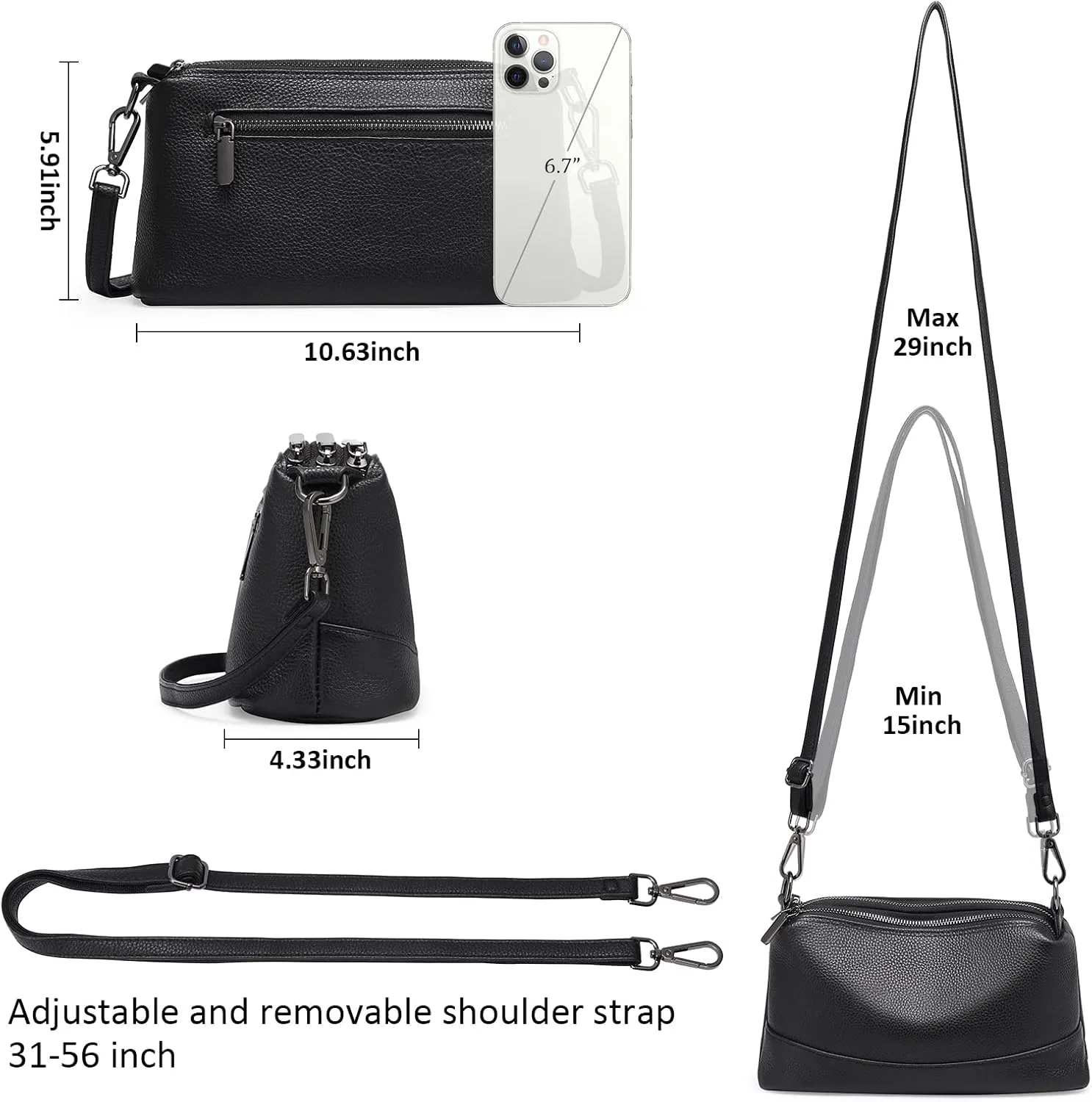 GAEKEAO Crossbody Bags for Women Small Cross Body Bag Genuine Leather Camera Bag Purse with Adjustable Strap