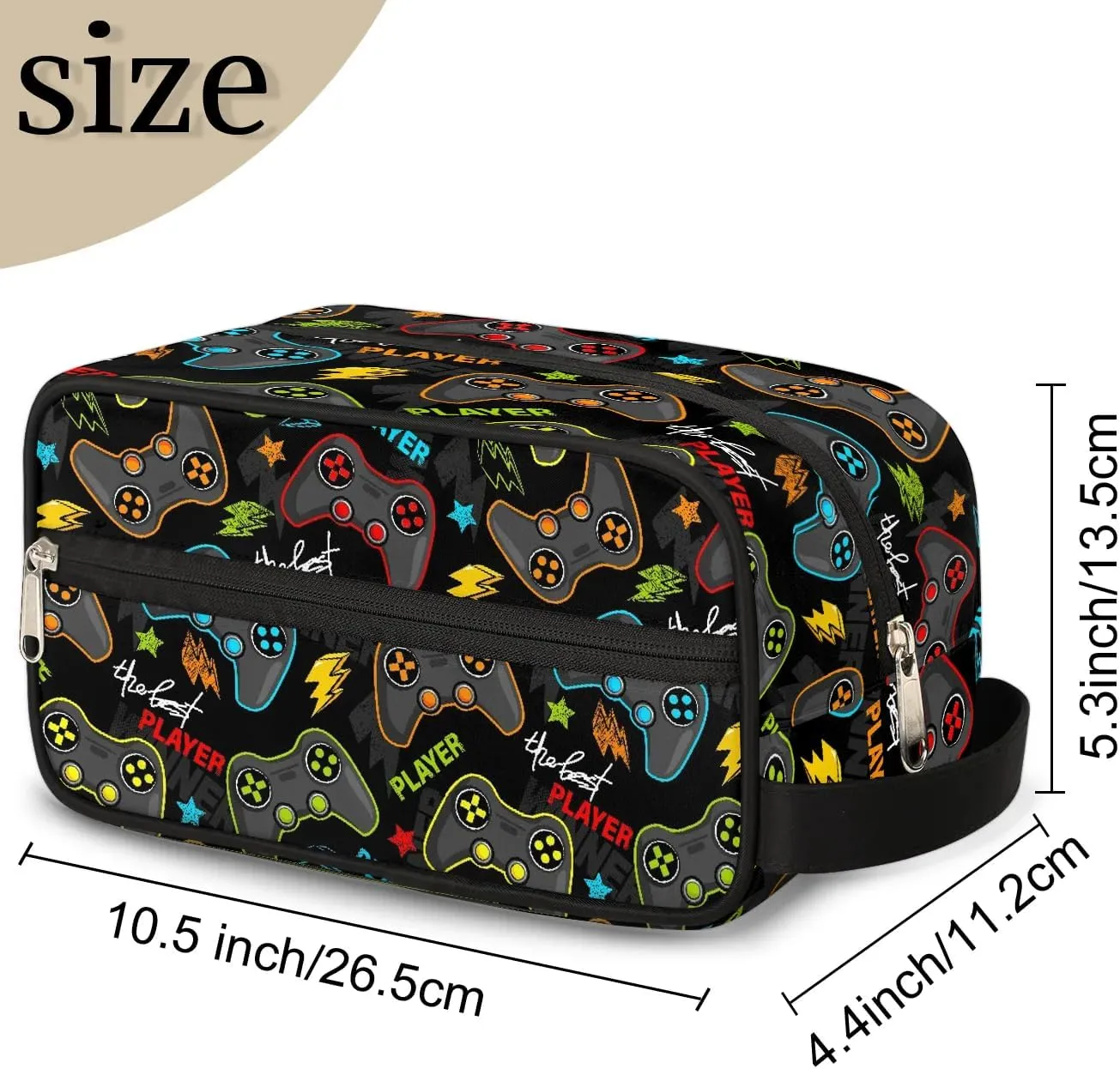 Game Controller Boys Travel Toiletry Bag, Kids Waterproof Hanging Dopp Kit, Wash Bag with Large Capacity for Travel, Sports, Shower