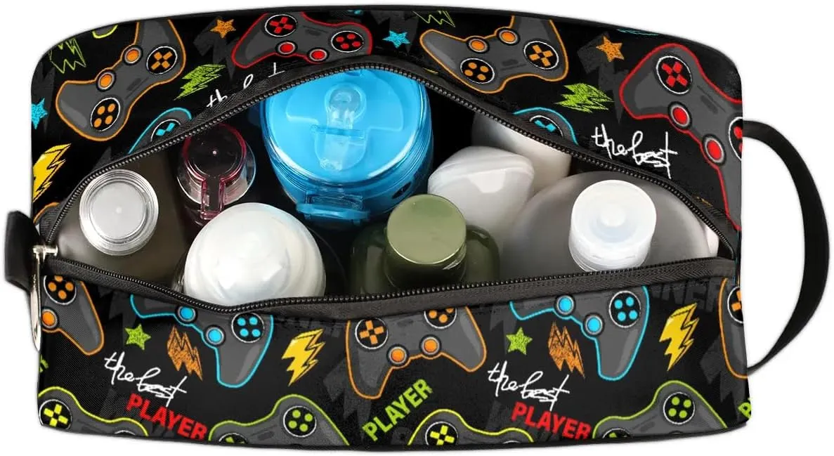 Game Controller Boys Travel Toiletry Bag, Kids Waterproof Hanging Dopp Kit, Wash Bag with Large Capacity for Travel, Sports, Shower