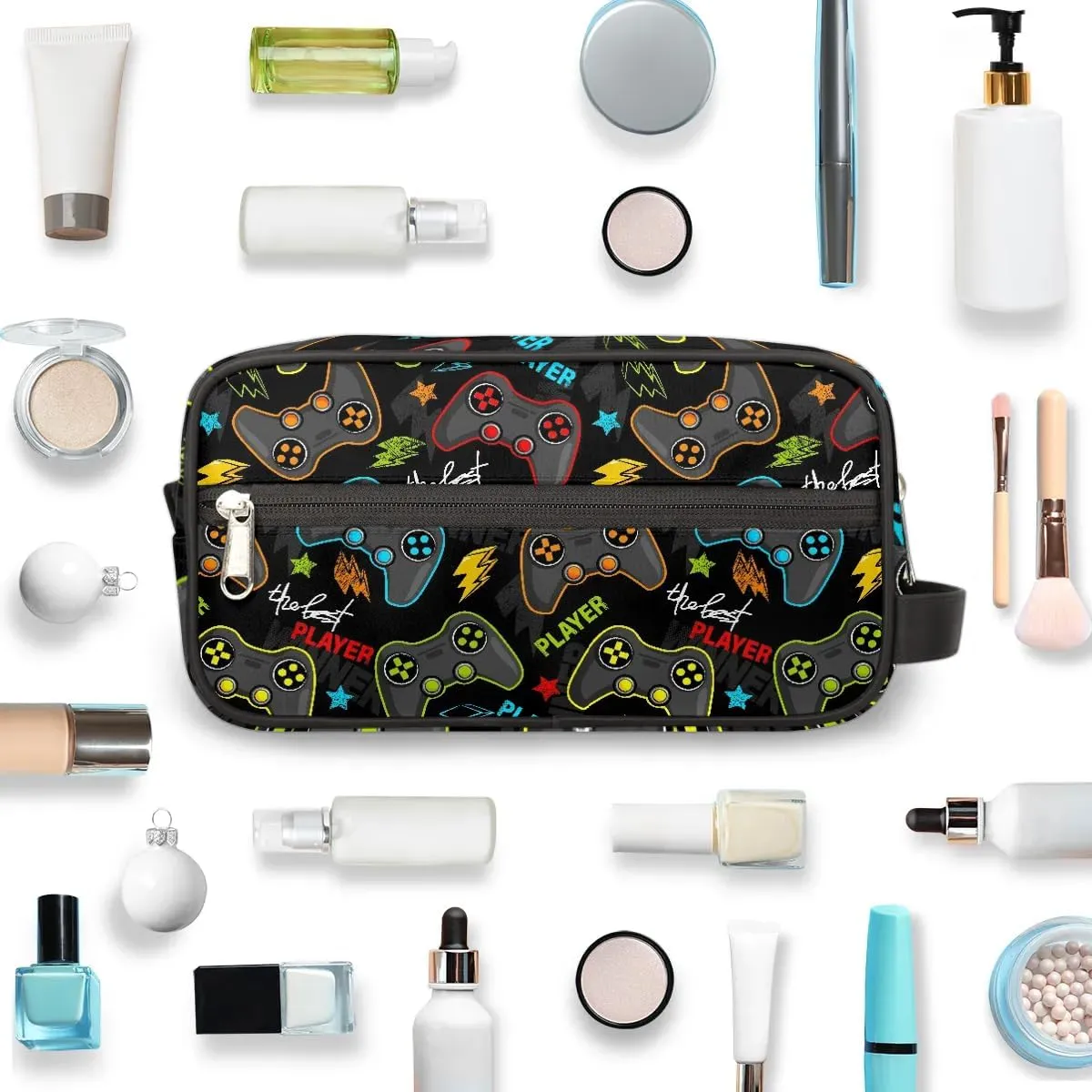 Game Controller Boys Travel Toiletry Bag, Kids Waterproof Hanging Dopp Kit, Wash Bag with Large Capacity for Travel, Sports, Shower