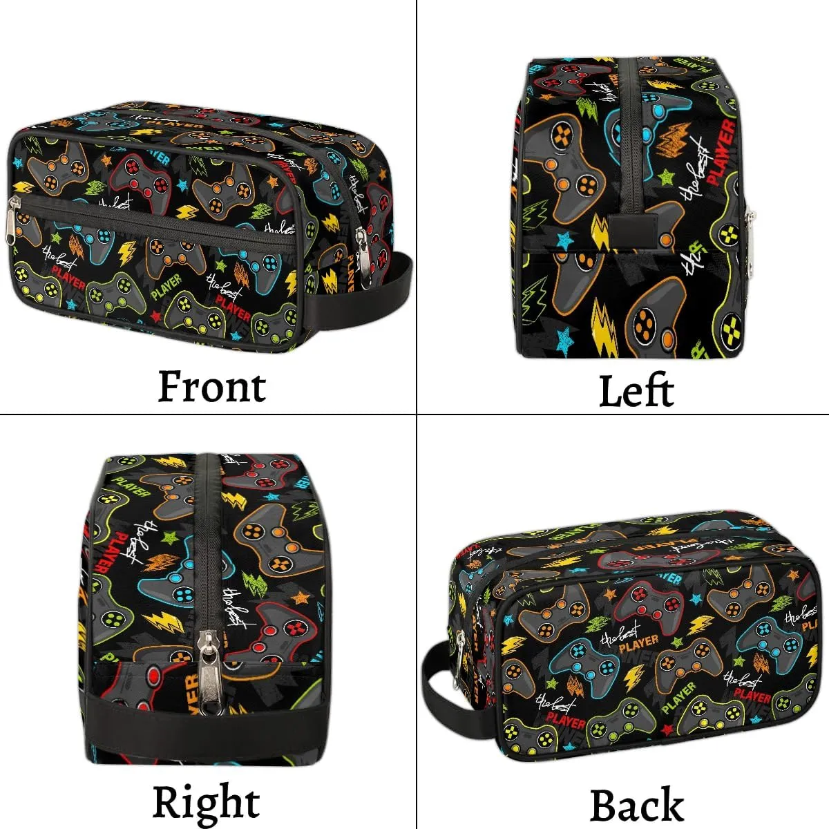 Game Controller Boys Travel Toiletry Bag, Kids Waterproof Hanging Dopp Kit, Wash Bag with Large Capacity for Travel, Sports, Shower