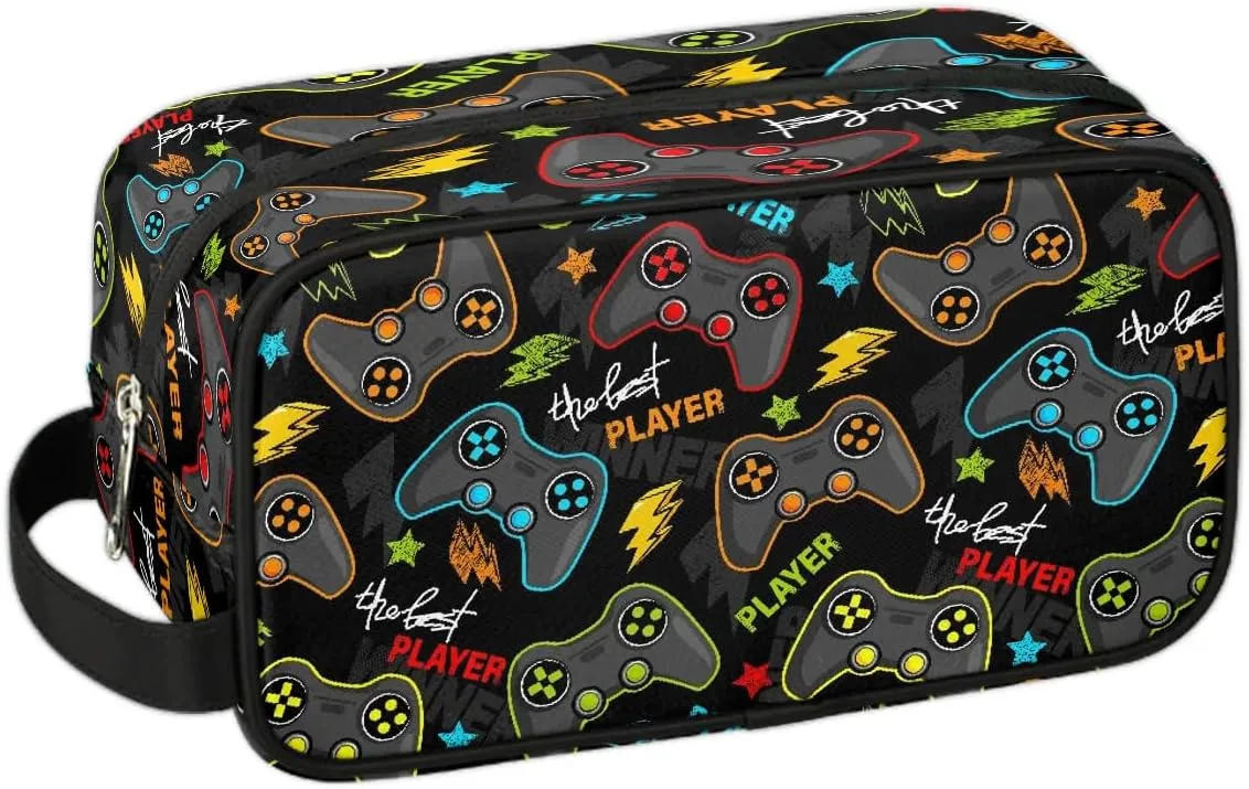 Game Controller Boys Travel Toiletry Bag, Kids Waterproof Hanging Dopp Kit, Wash Bag with Large Capacity for Travel, Sports, Shower