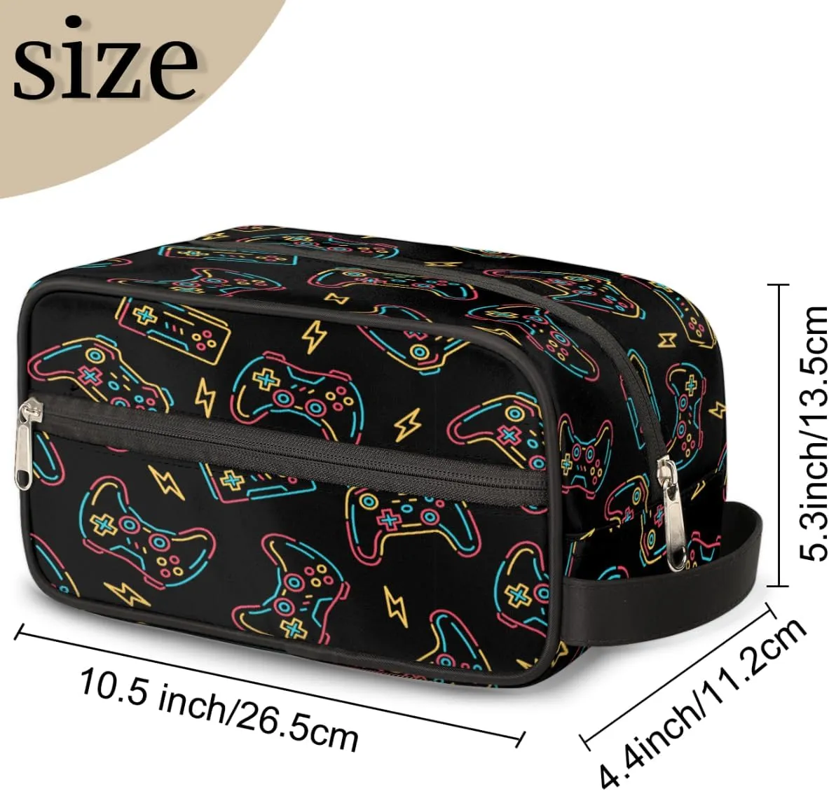 Game Gamepad Travel Toiletry Bag for Boys Teens, Waterproof Hanging Dopp Kit for Men, Shaving Bag with Large Capacity for Travel,Sports Shower