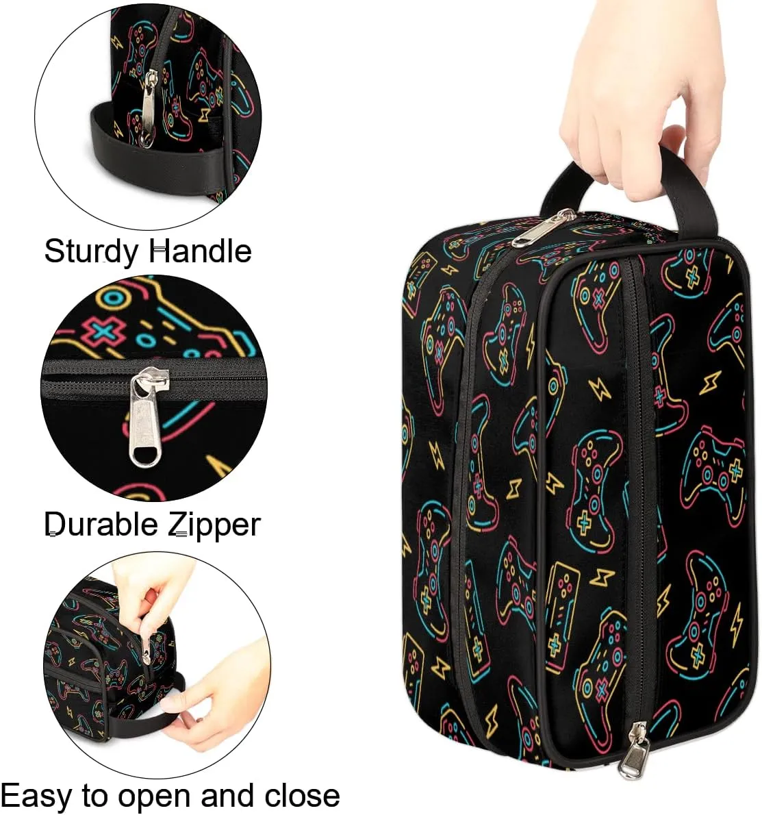 Game Gamepad Travel Toiletry Bag for Boys Teens, Waterproof Hanging Dopp Kit for Men, Shaving Bag with Large Capacity for Travel,Sports Shower