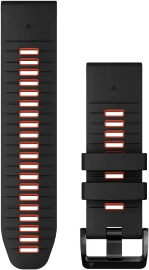 Garmin QuickFit 26 mm Watch Band - Black/Flame Red Silicone Band