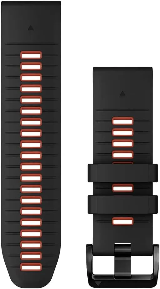 Garmin QuickFit 26 mm Watch Band - Black/Flame Red Silicone Band
