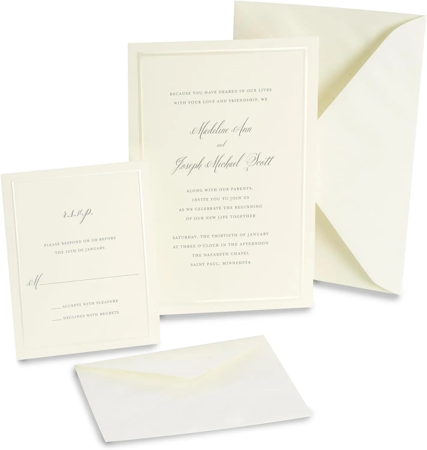 Gartner Studios 61007 Invitation Kit, Ivory, Pearl Foil Border