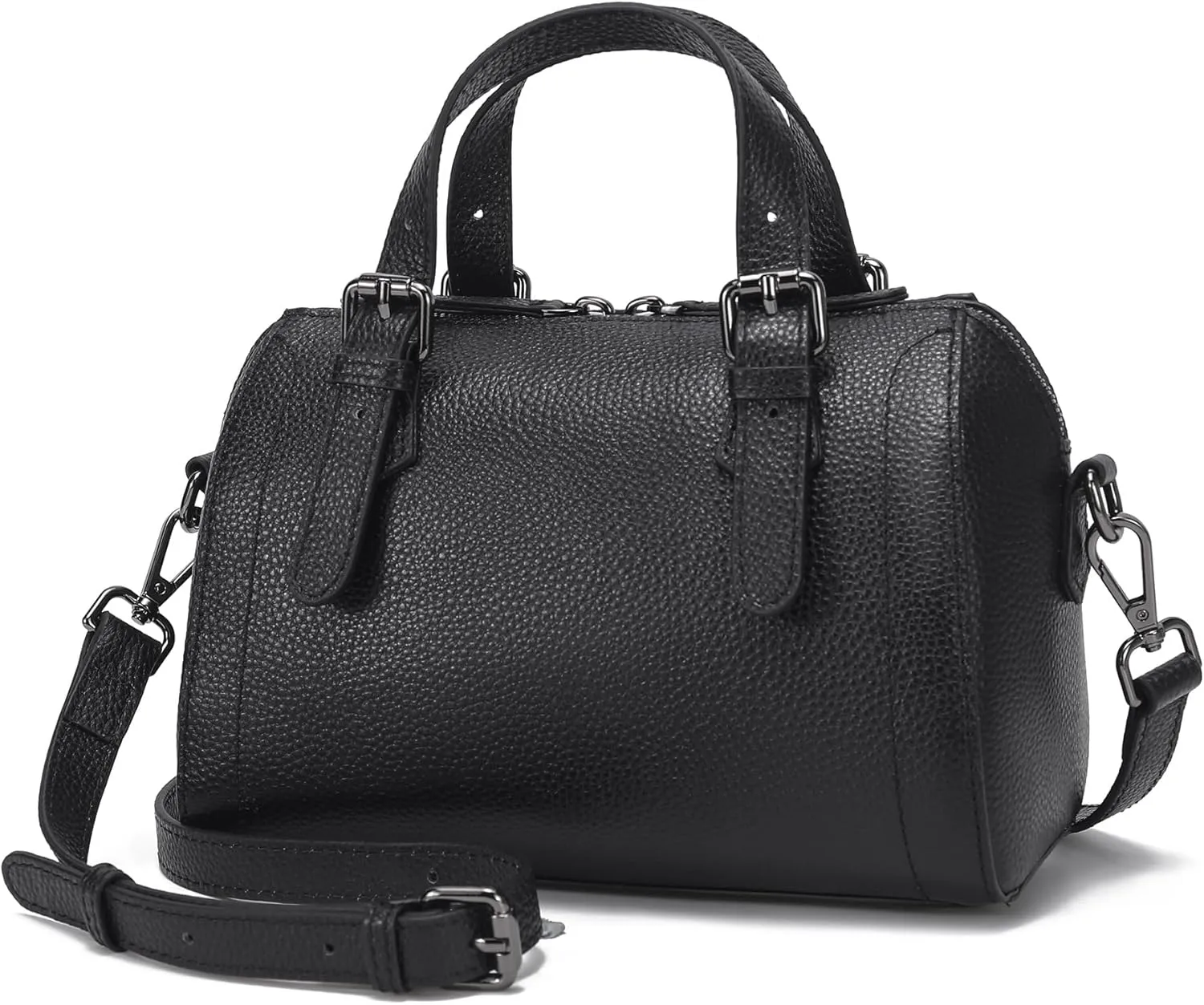 Genuine Cowhide Leather Boston Bag - Women’s Lightweight Barrel Handbag