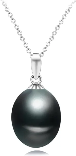 Genuine Freshwater Cultured Pearl Pendant Necklace For Women,14k White Gold Plated 925 Sterling Silver Pearl Drop Necklace Wife Wedding
