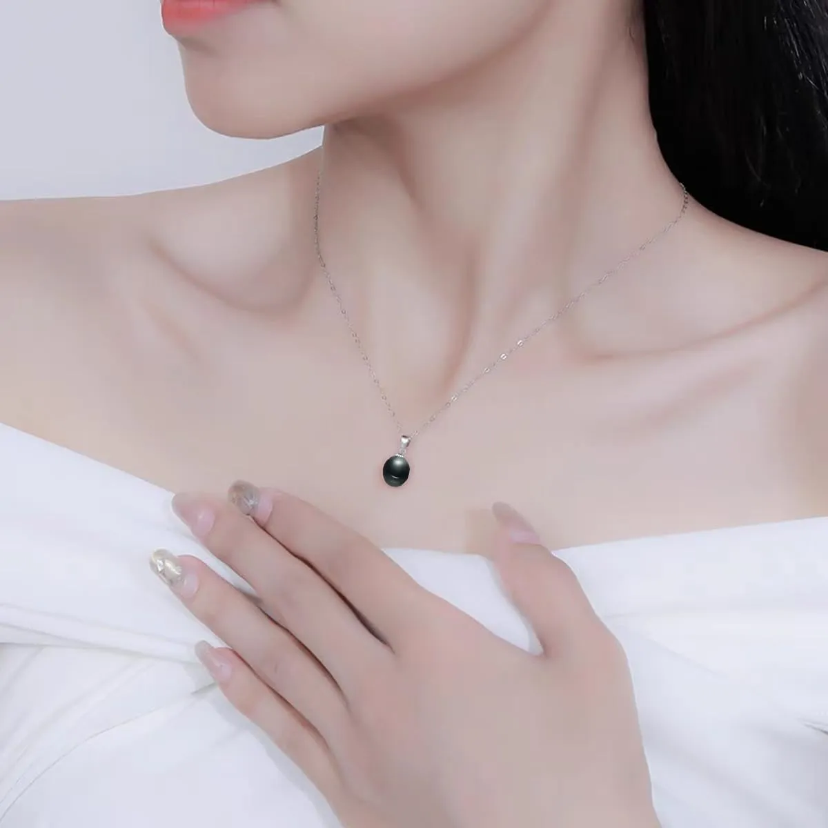 Genuine Freshwater Cultured Pearl Pendant Necklace For Women,14k White Gold Plated 925 Sterling Silver Pearl Drop Necklace Wife Wedding