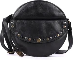 Genuine Italian Leather Boho Studded Round Crossbody Sling Bag - Stylish, Durable, & Perfect for Everyday Use for women