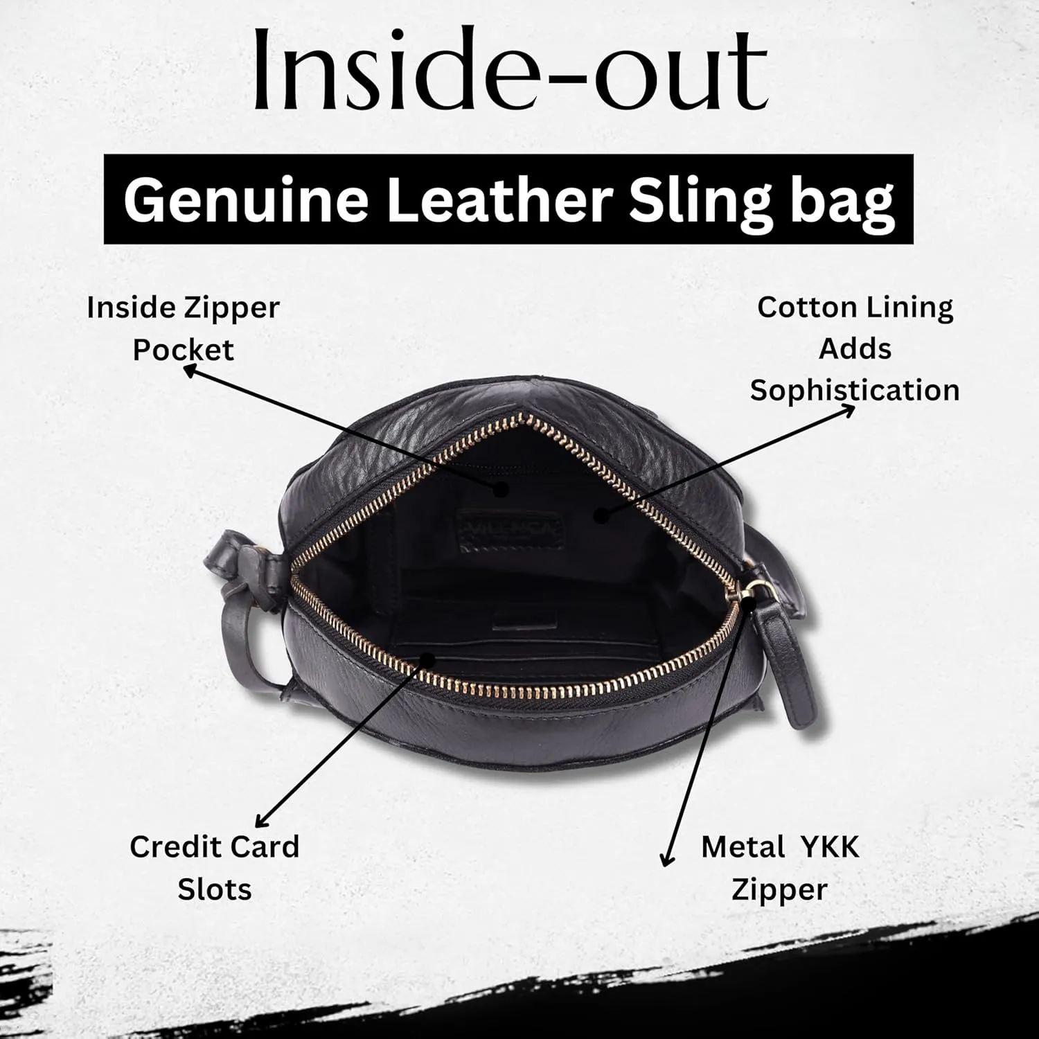 Genuine Italian Leather Boho Studded Round Crossbody Sling Bag - Stylish, Durable, & Perfect for Everyday Use for women