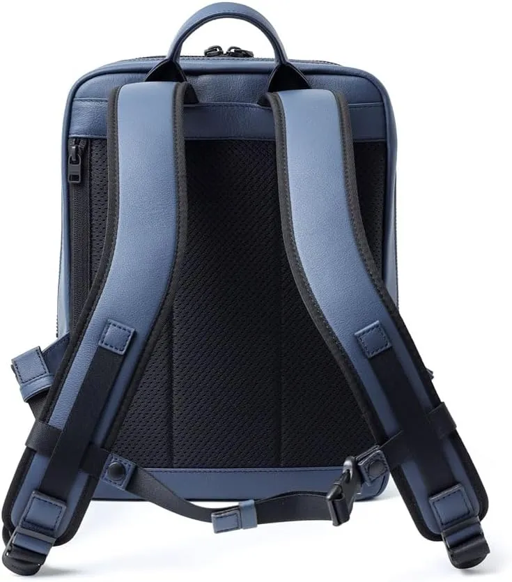 Genuine Leather Backpack A4 Slim Gusset Width Locus, Made In Japan, No.672701, Navy