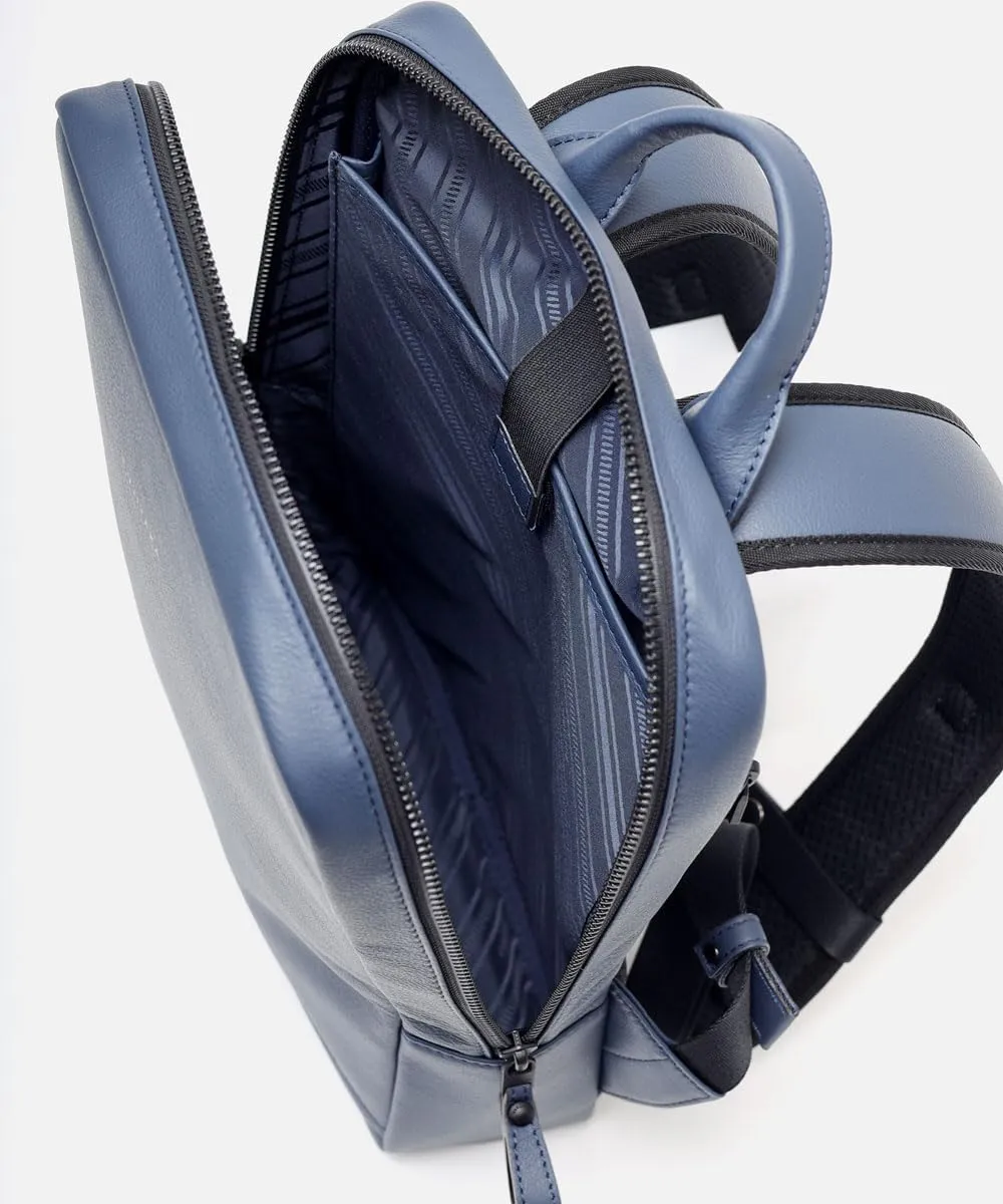 Genuine Leather Backpack A4 Slim Gusset Width Locus, Made In Japan, No.672701, Navy
