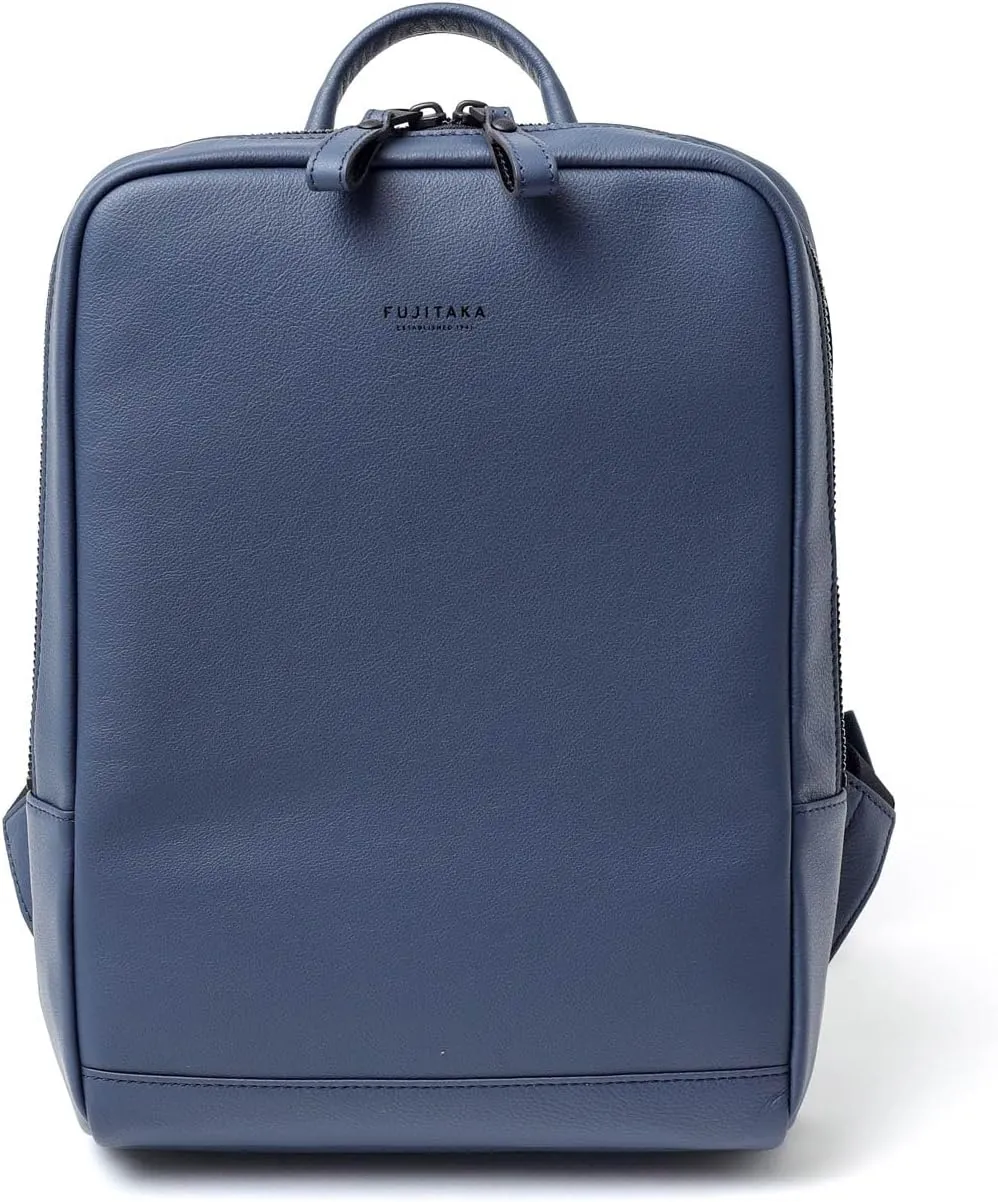 Genuine Leather Backpack A4 Slim Gusset Width Locus, Made In Japan, No.672701, Navy