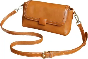 Genuine Leather Crossbody Bag, Classic Shoulder Purse with Adjustable Strap for Women