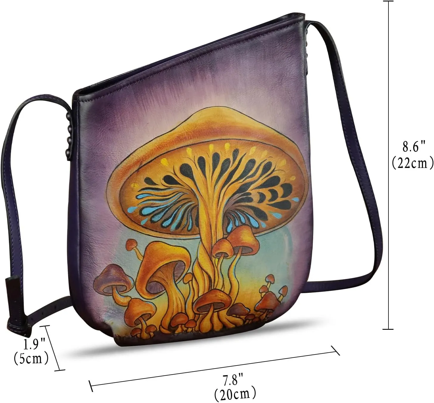 Genuine Leather Crossbody Bag for Women Hand Painted Leather Handmade Crossbody Satchel Purse Handbag