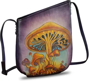 Genuine Leather Crossbody Bag for Women Hand Painted Leather Handmade Crossbody Satchel Purse Handbag