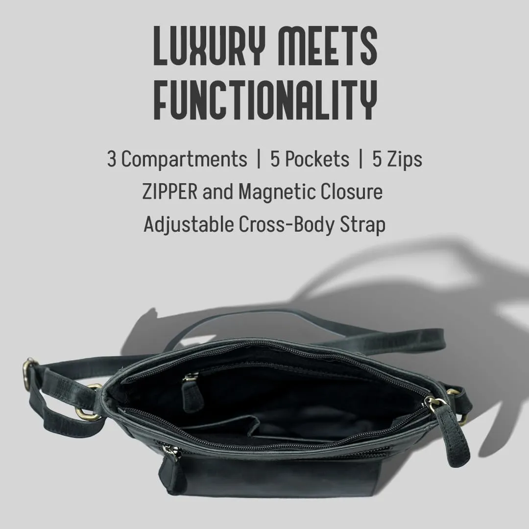 Genuine Leather Crossbody Bag for Women – Medium Size Leathure Purse, Stylish and Durable Handbags for Women