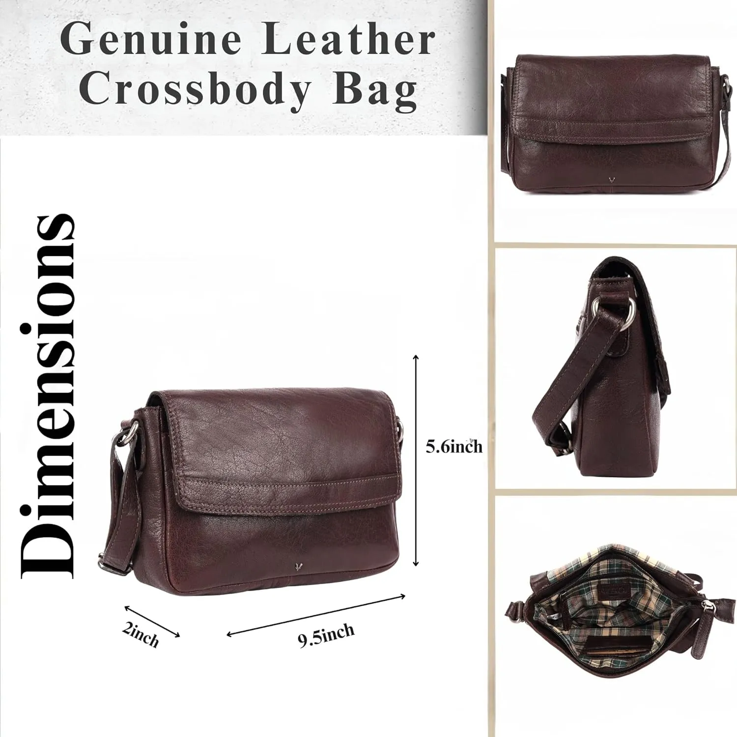 Genuine Leather Crossbody Sling Bag for Women - Trendy Casual Bag with Adjustable Strap